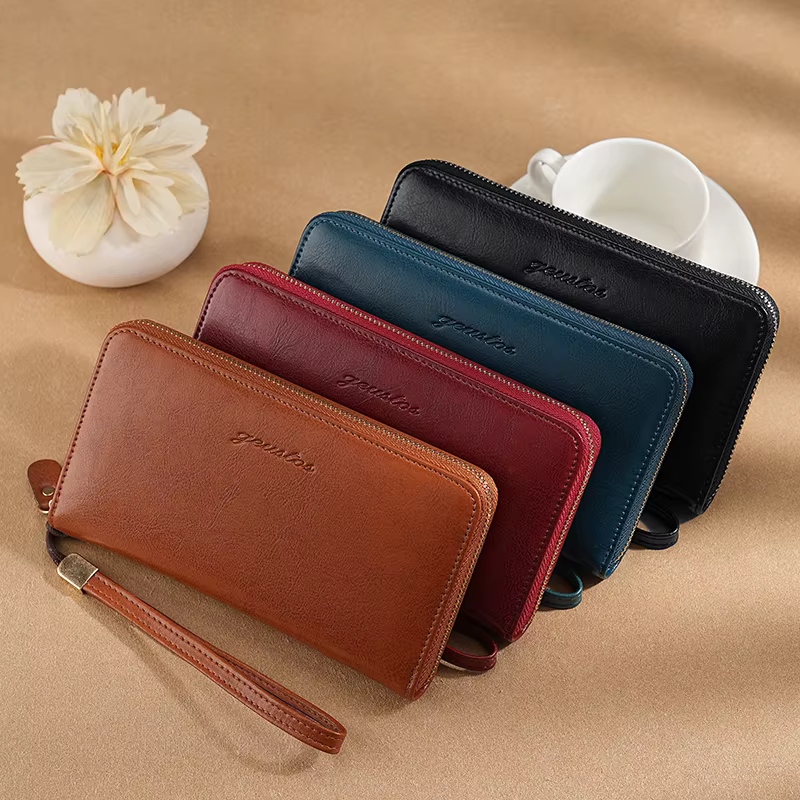 Portefeuille Long en cuir Vintage pour femmes