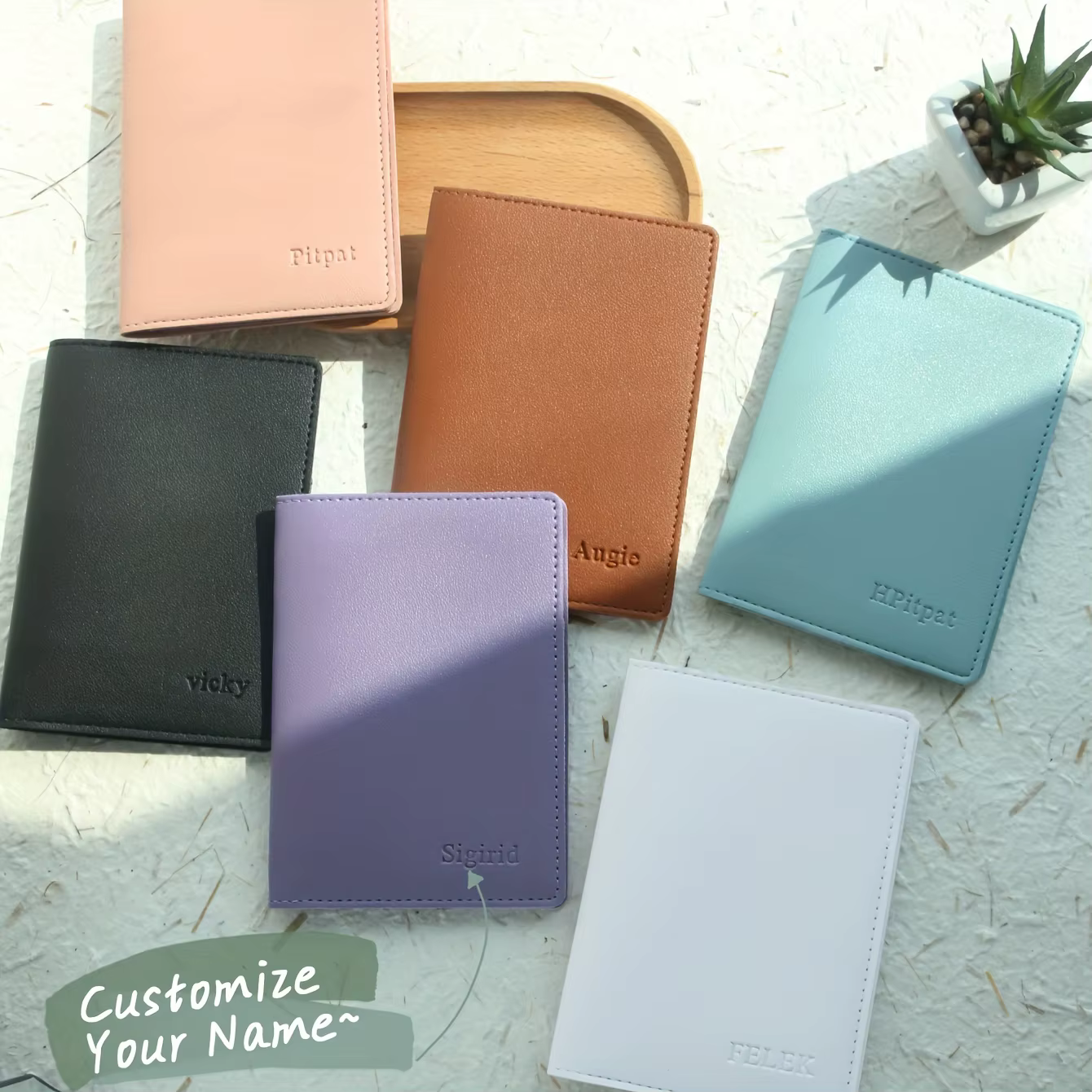 Couverture de passeport personnalisée en cuir PU - Portefeuille de voyage avec nom personnalisé Nouveau support