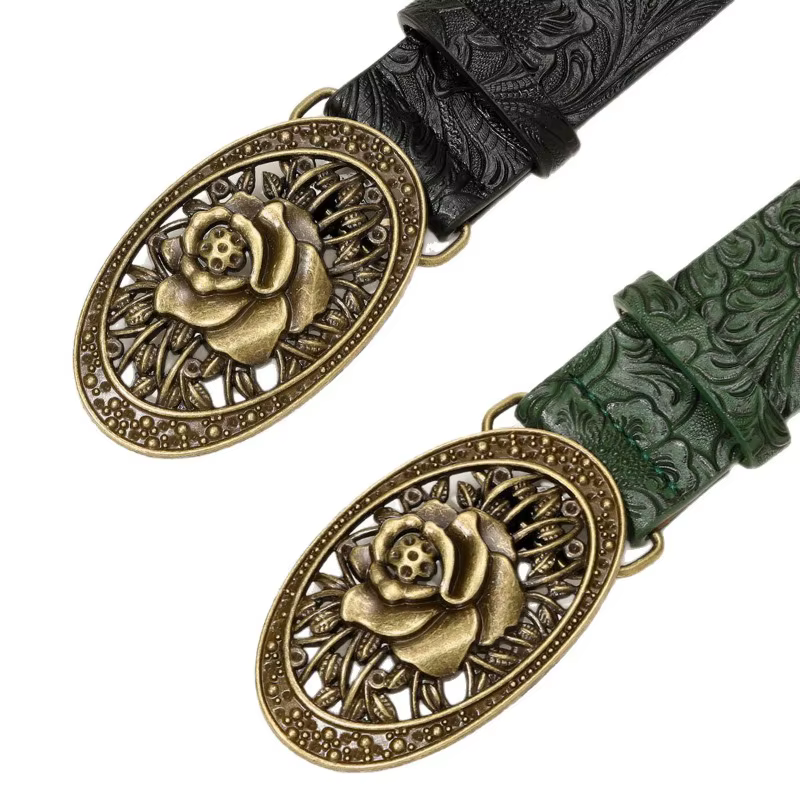 Ceinture en cuir ovale pour femme