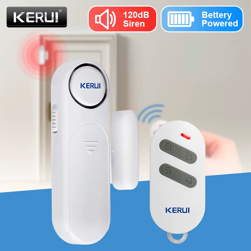 Capteur d'alarme de porte fenêtre sans fil, sécurité avec télécommande, alarme antivol, capteur magnétique, alerte de porte, système domestique