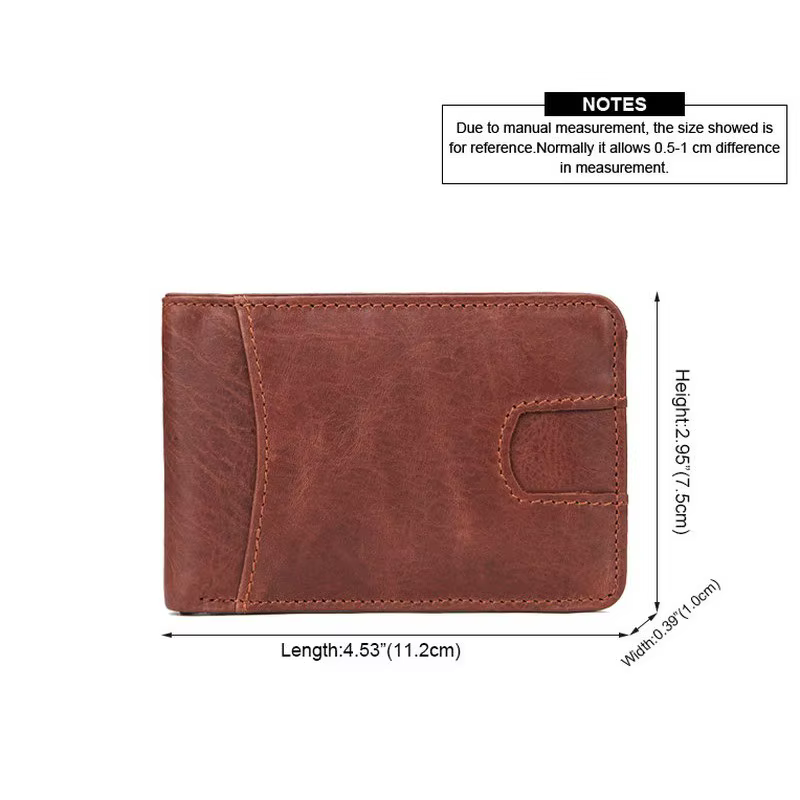 GENODERN Petit portefeuille décontracté pour hommes, portefeuilles fins en cuir de vache, mini portefeuille court avec porte-cartes, pochettes à monnaie