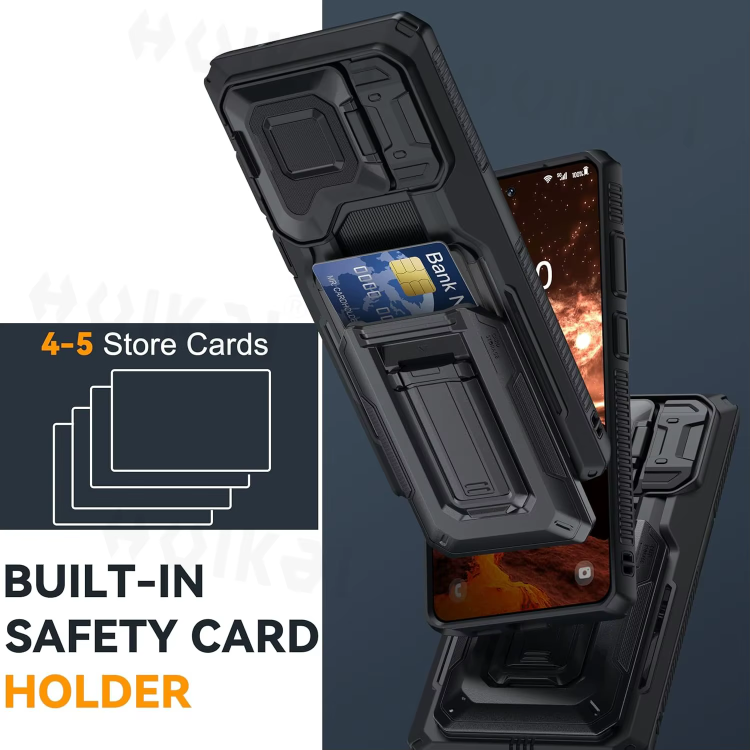Étui pour Samsung Galaxy S26 Ultra Galaxy S25 Ultra, portefeuille avec porte-cartes coulissant, support, protection de l'appareil photo, étuis de qualité militaire