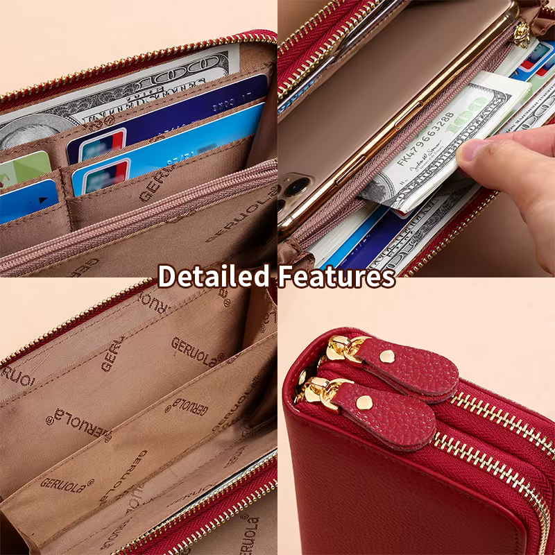 GERUOLA Portefeuille en cuir véritable avec dragonne – Blocage RFID antivol