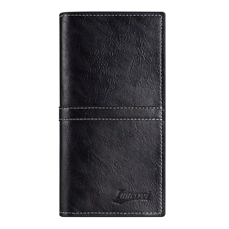 Portefeuille en cuir pour hommes porte-carte d'identité sac à main chéquier longue pochette à deux volets sac d'argent d'affaires homme portefeuilles Cartera Hombre Carteras