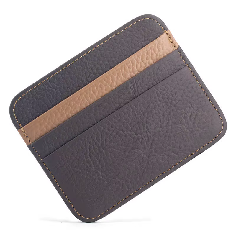 Porte-cartes en cuir véritable – Portefeuille fin pour cartes d'identité/banque/crédit