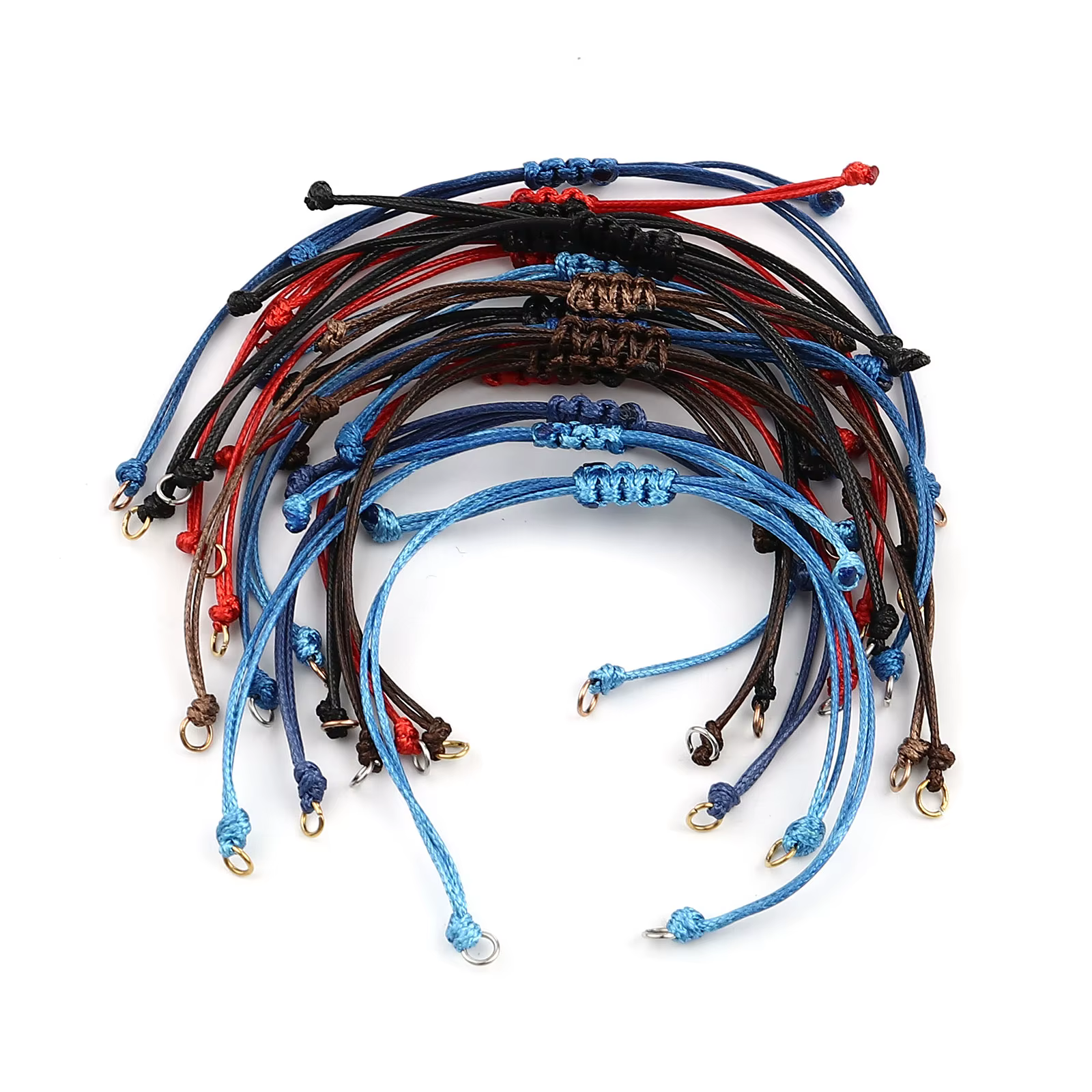 Bracelets tressés faits à la main en polyester avec nœuds porte-bonheur, ULmulticolore, accessoires de tressage réglables, 5 pièces