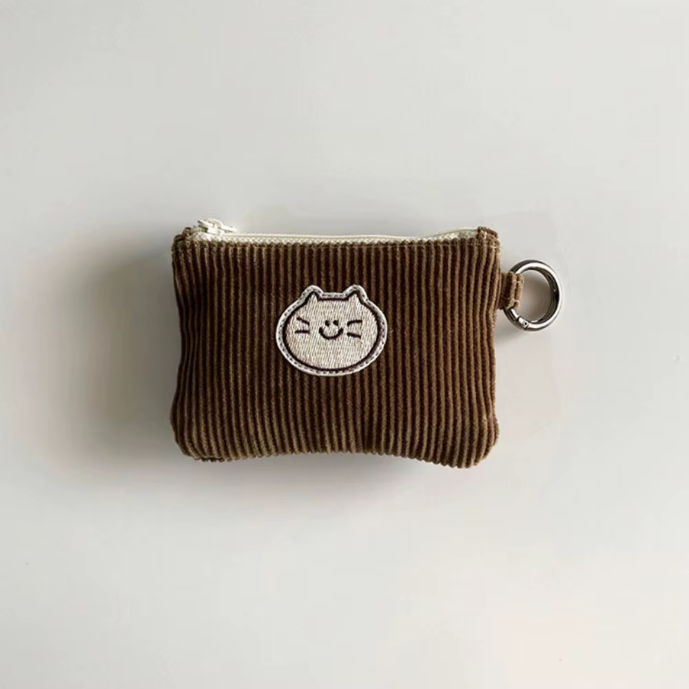 Porte-monnaie en velours côtelé doux, mignon, résistant à l'usure, Mini portefeuille zéro en velours côtelé, sac gaufré à fermeture éclair