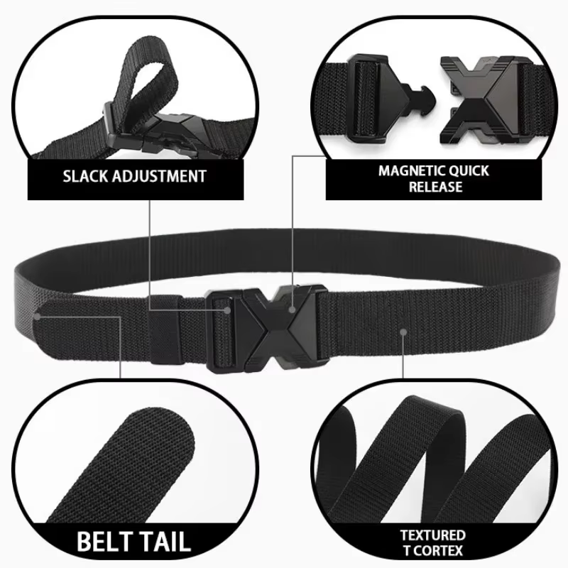 Ceinture à boucle en Nylon tressé pour hommes