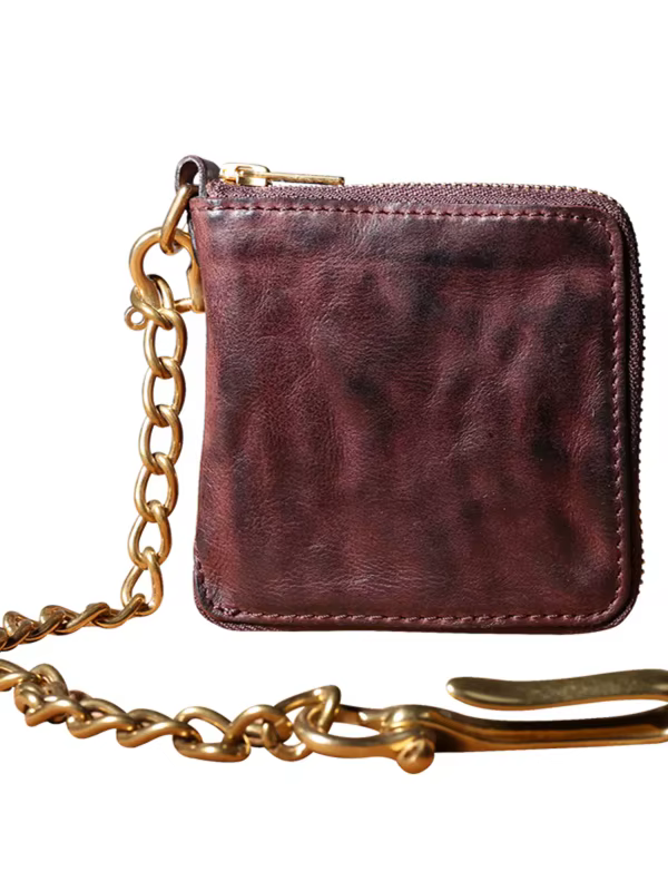 Portefeuille à chaîne en cuir de vache pour hommes