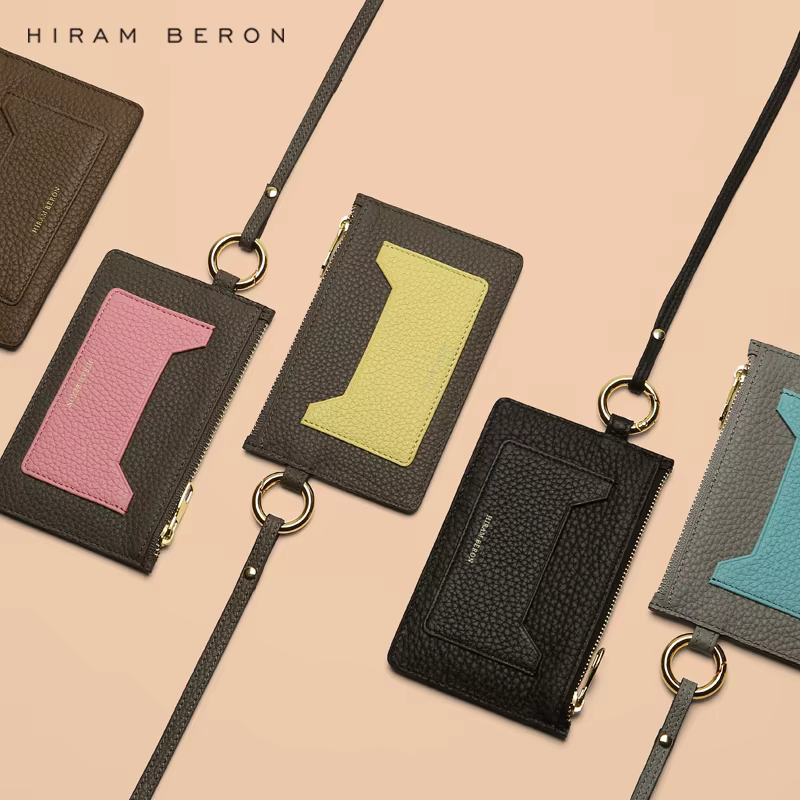 Porte-carte d'identité en cuir avec lanière pour badge
