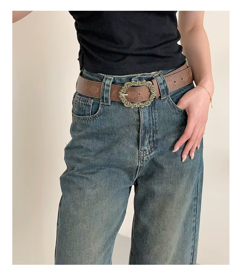 Ceinture vintage marron gaufrée style Hot Girl