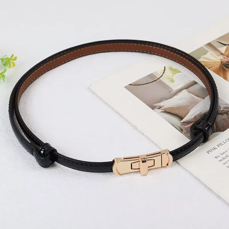 Ceinture en cuir simple et élégante pour femme, sans perforation, pour rehausser la taille, s'accorde aux jupes, texture de qualité, avec boucle à insertion