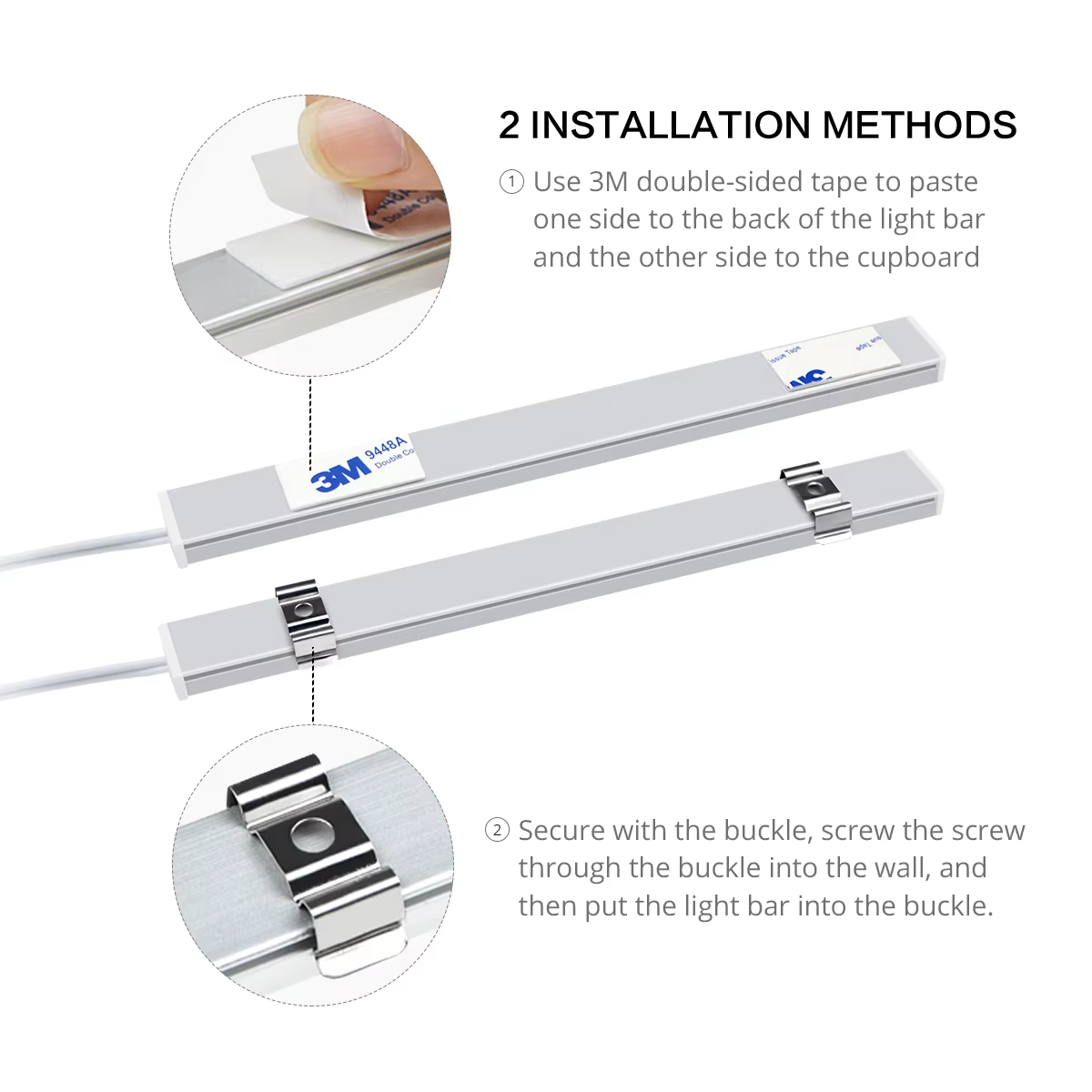 Barre lumineuse LED avec interrupteur à gâchette sans contact à onde manuelle, éclairage sous le comptoir, lampe de nuit alimentée par prise USB pour bureau, évier, établi