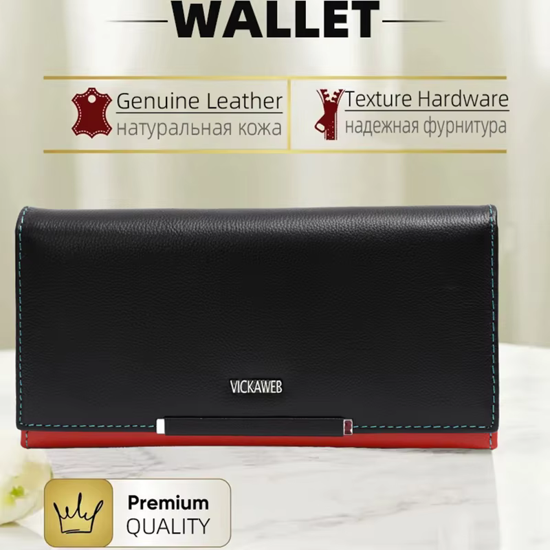 Portefeuille long en cuir pour femme