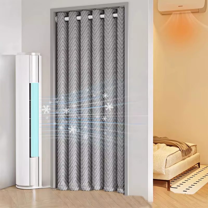 Rideau de porte isolé avec motif Chevron gris, rideau de barrière thermique pour la séparation des pièces, réduit les coûts de chauffage AC, Soundpro