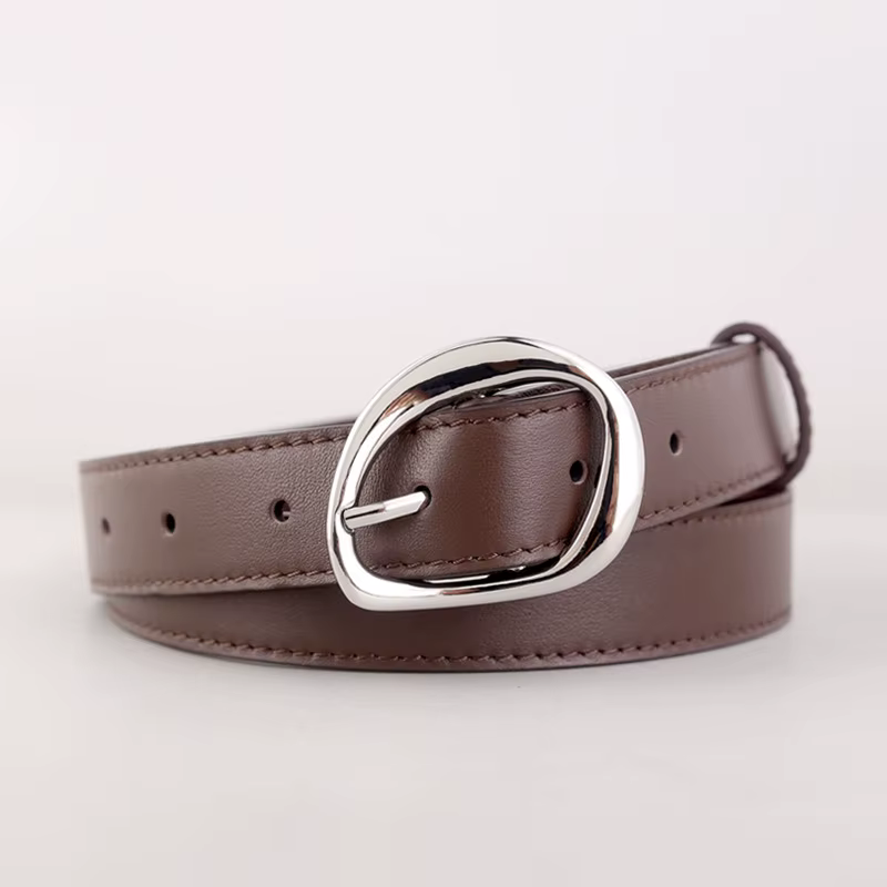 Ceintures de taille en cuir de vache uni noir marron pour femmes