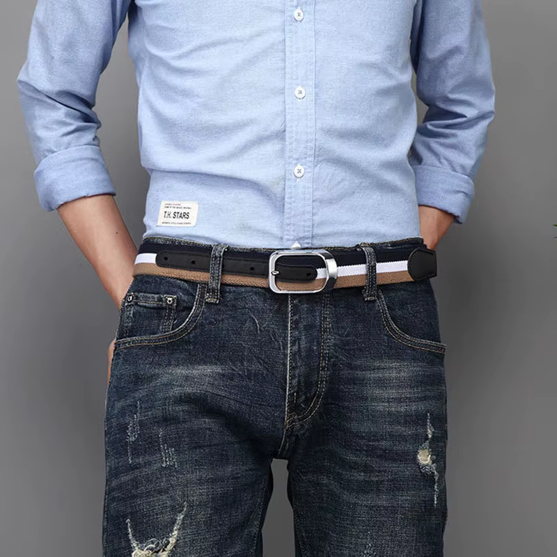 3.5cm hommes tissu toile sangle homme ceinture pour étudiant concepteur