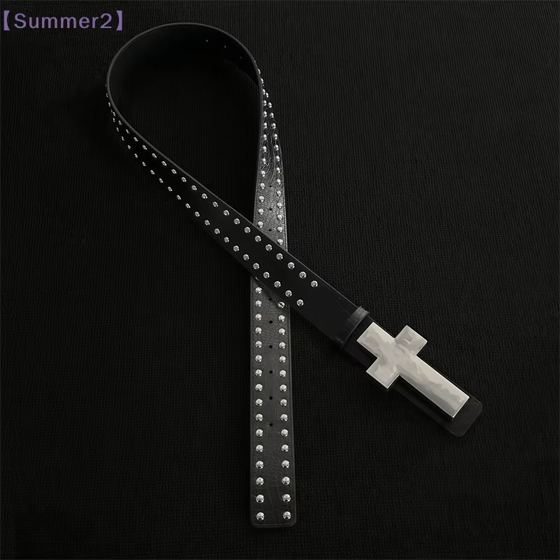 【Xia2】Ceinture Punk à Clous Croisés pour Hommes et Femmes