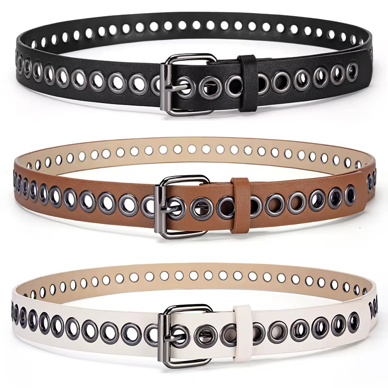Ceinture en cuir fine et décorative sans trous