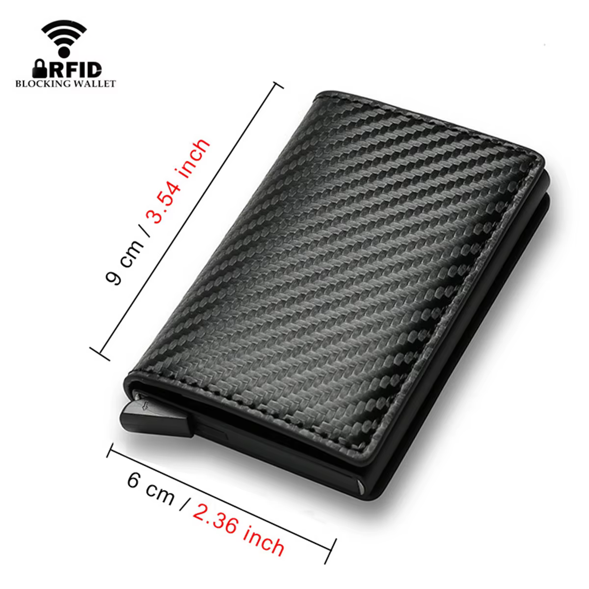 Anti Rfid fibre de carbone ID porte-carte de crédit hommes portefeuilles Mini automatique Pop up