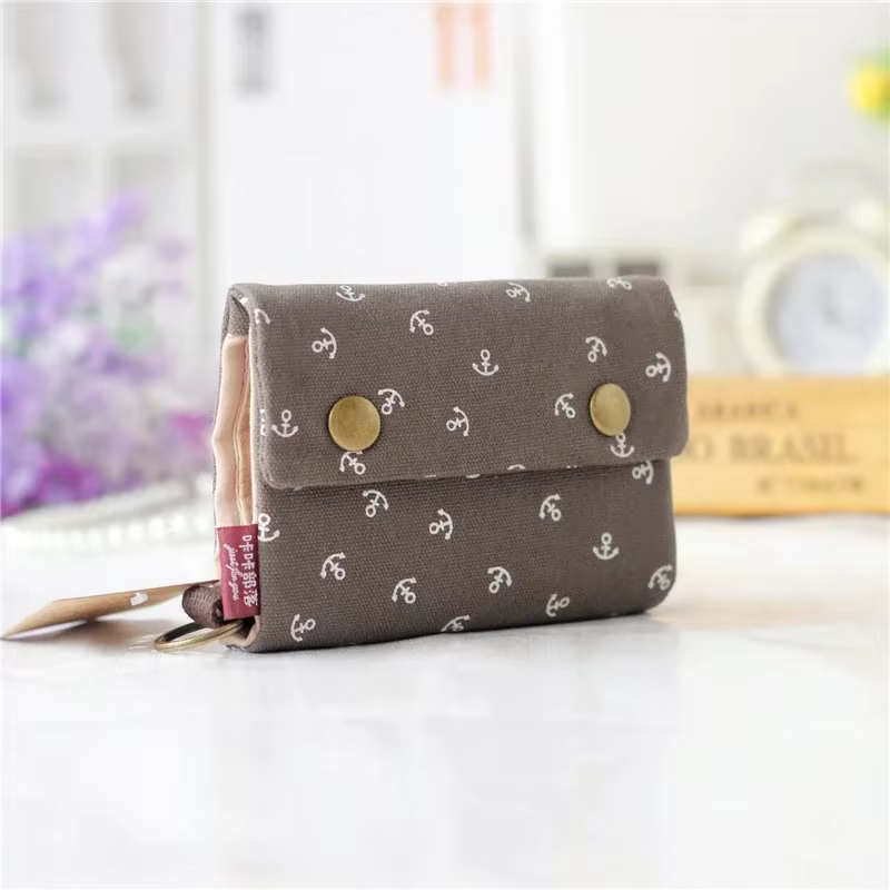 Portefeuille court en tissu de coton pour femme