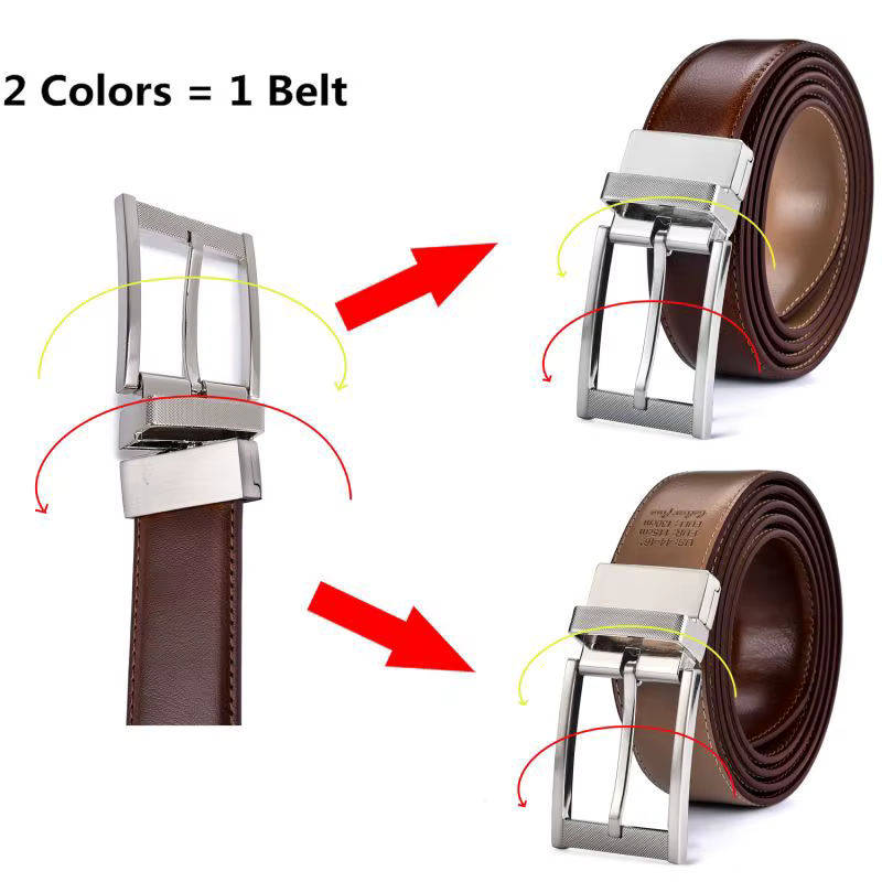 Ceinture en cuir réversible pour hommes