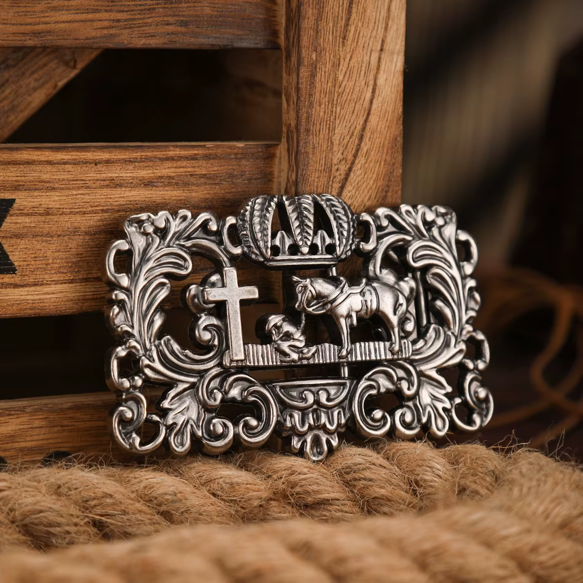 Boucle de ceinture en métal de style occidental
