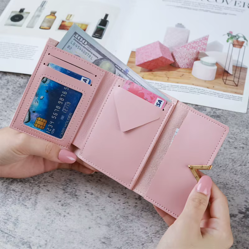 Portefeuille en cuir pour femmes avec fermeture éclair