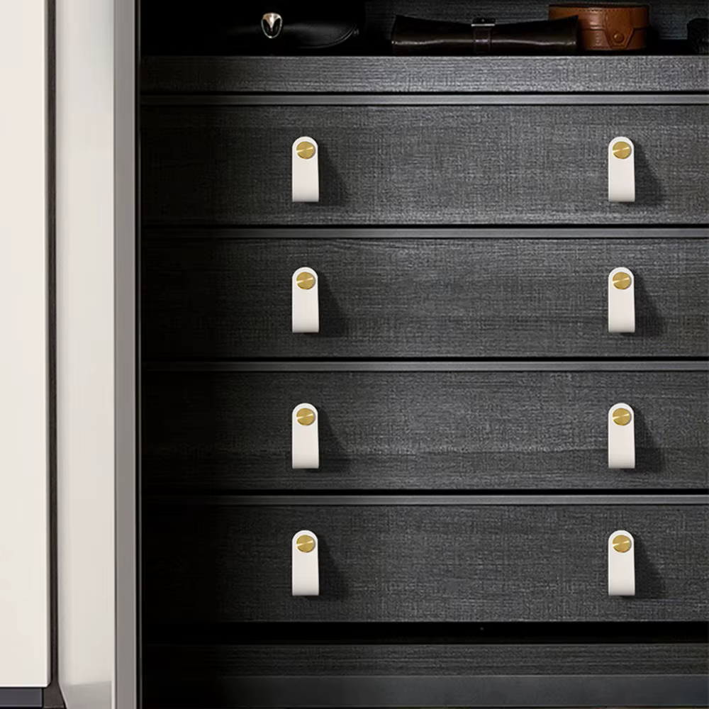 Poignées de porte d'armoire en cuir, poignées de tiroir de garde-robe, poignées de meubles, poignées de placard, 2 pièces