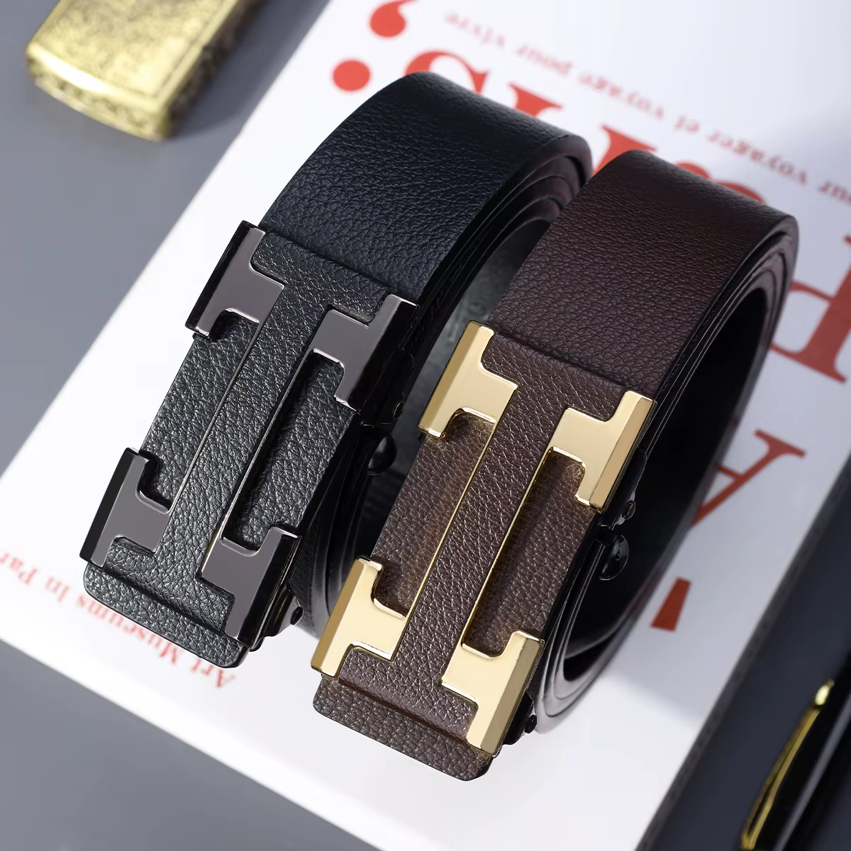 Ceinture de travail élégante pour homme avec boucle automatique en métal