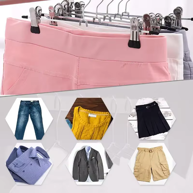10/20Pcs Pants Hangers with Clips Adjustable SkirtHangers for Women Non-Slip Trousers Hanger for Jeans Clothes Hangers for Pants