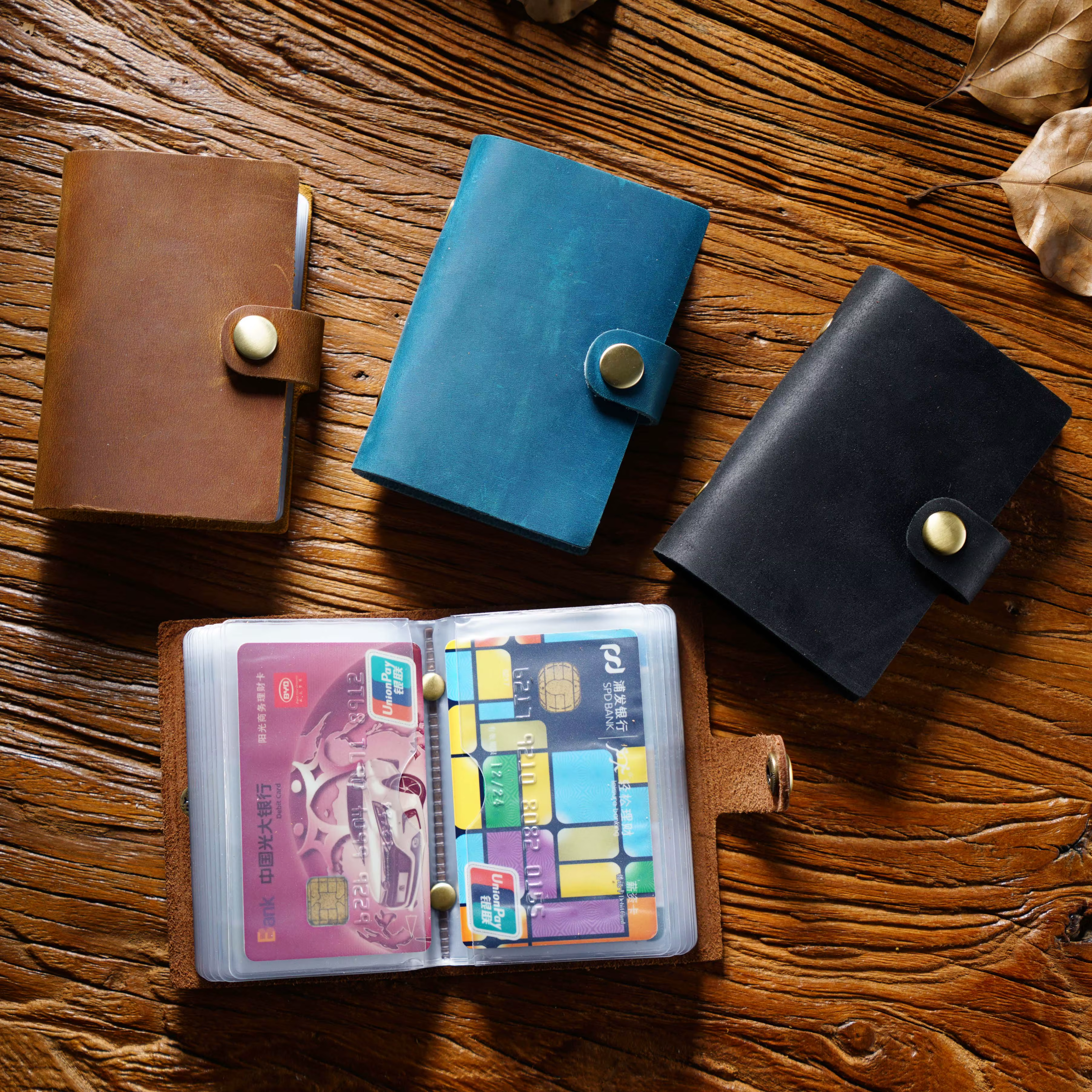 Aiguo Niu Portefeuille porte-cartes multi-cartes en cuir de qualité supérieure fait à la main pour femme