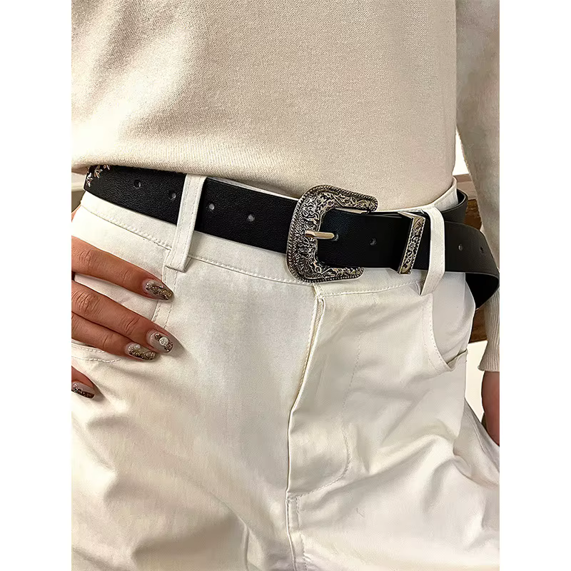 ELFSACK Ceinture étoile 3D vintage en métal massif pour femme