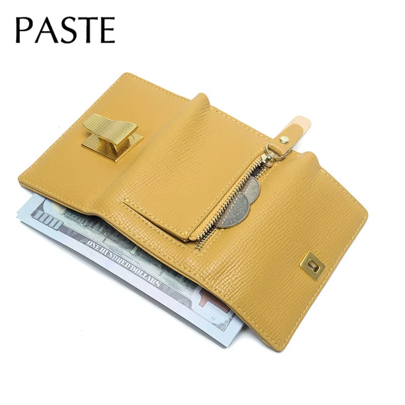 Portefeuille court en cuir de vache pour femme