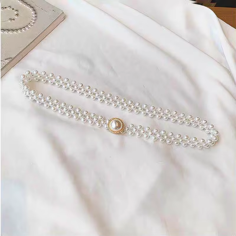 Ceinture Élastique Élégante pour Femme avec Chaîne de Perles