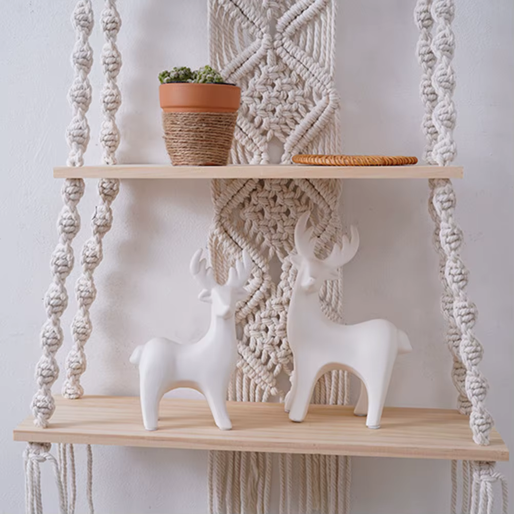 Décoration murale bohème pour chambre à coucher, étagère bohème, ULtissée flottante, étagères en bois et rangement des plantes