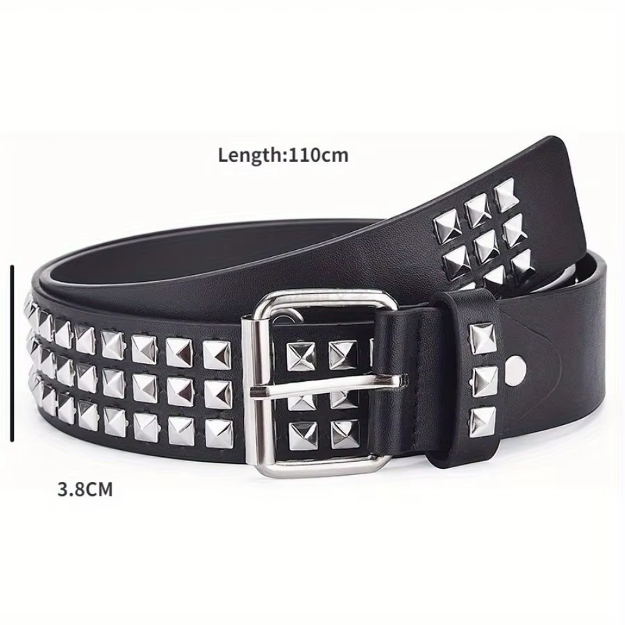 Ceinture Punk Noire en Cuir PU Cloutée pour Homme