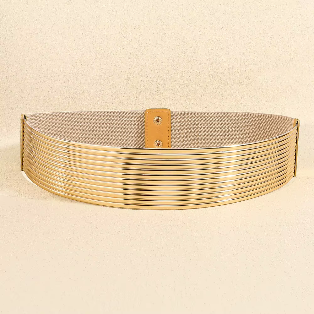 Ceinture de taille dorée élastique pour femme