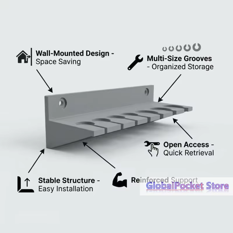 Support d'outils avec poignée en T pour tournevis, embouts hexagonaux, vis, petites pièces et accessoires – Rangement et organisation