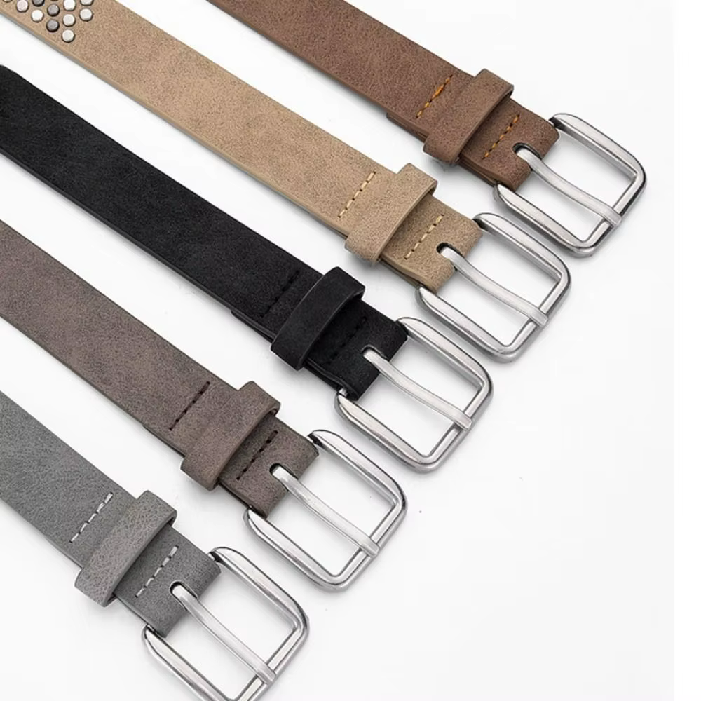 Ceinture tendance en daim à boucle ardillon et rivets
