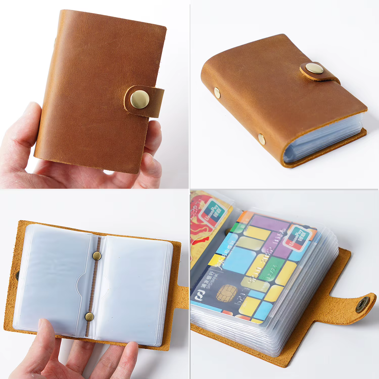Aiguo Niu Portefeuille porte-cartes multi-cartes en cuir de qualité supérieure fait à la main pour femme
