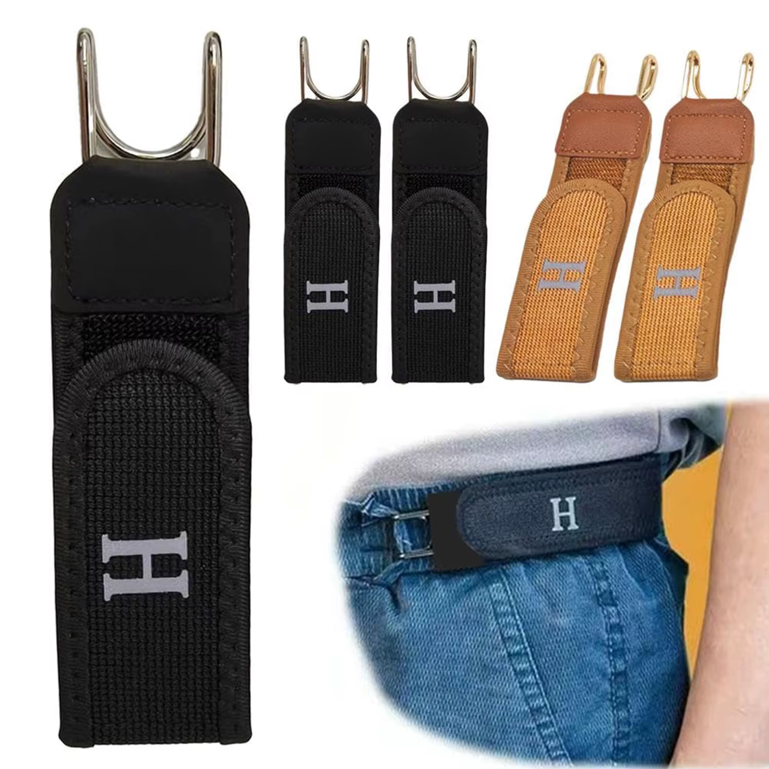Ceinture élastique sans boucle réglable avec crochet