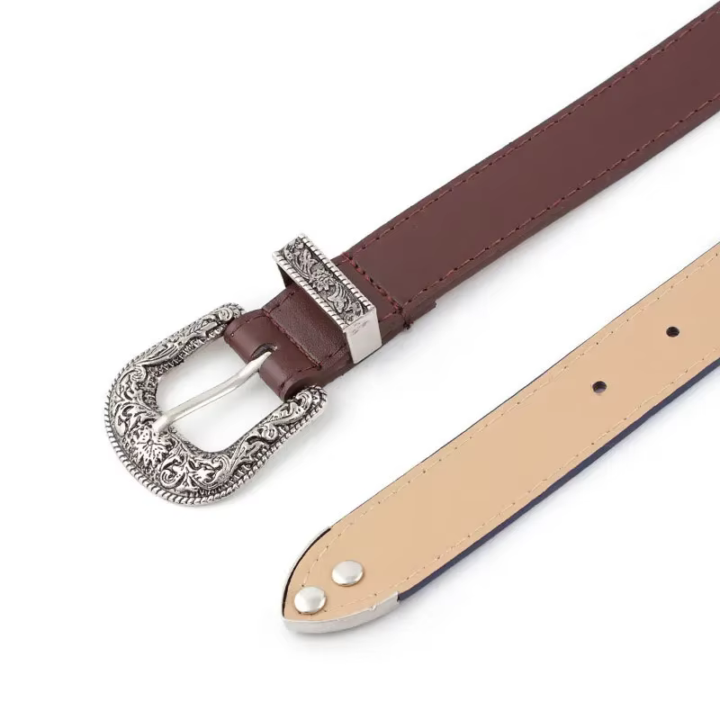 Ceinture Western Cowgirl en cuir noir pour femme