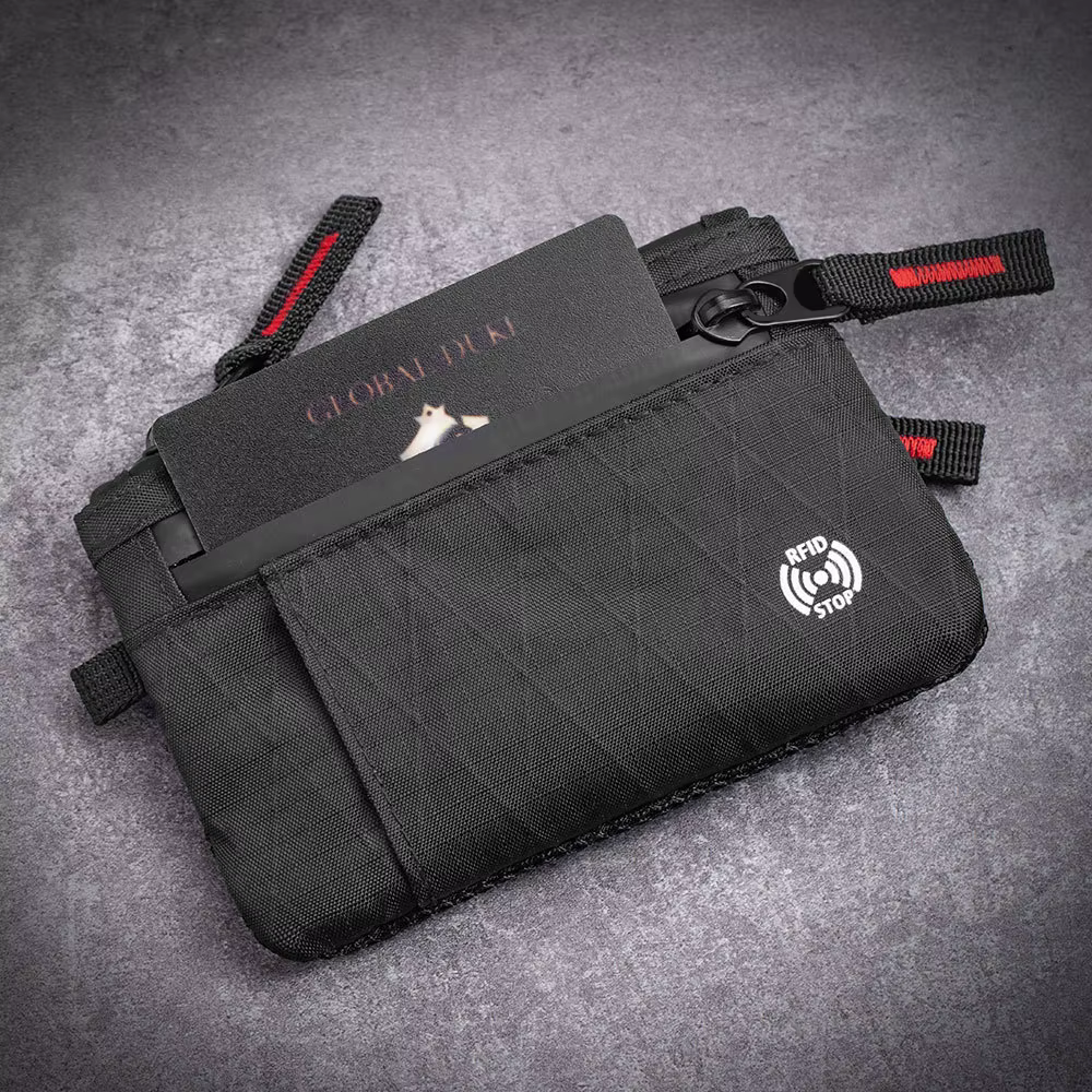 Portefeuille ultra-fin anti-vol RFID tendance Edc | Porte-monnaie unisexe à fermeture éclair | Porte-cartes de crédit