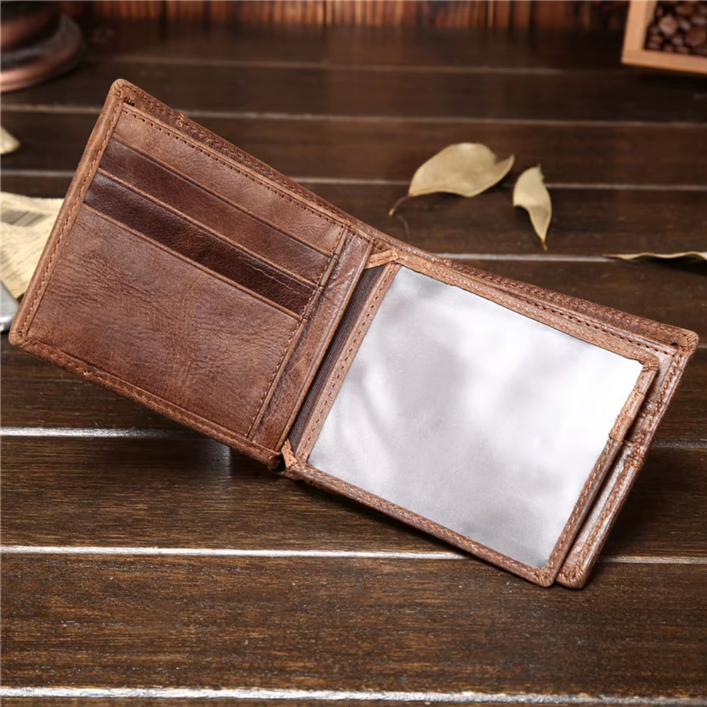 Portefeuille en cuir véritable personnalisé pour homme - style court