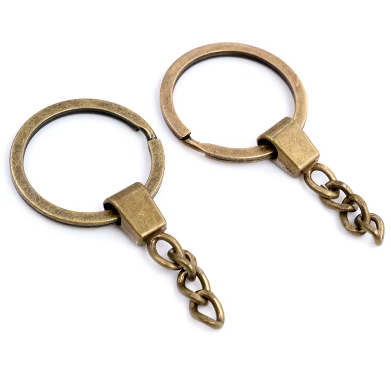 10pcs trousseau accessoires 30mm anneau avec 50mm longue chaîne porte-clés