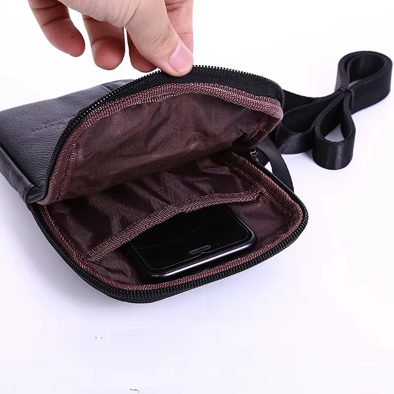 Sac de taille en cuir pour hommes
