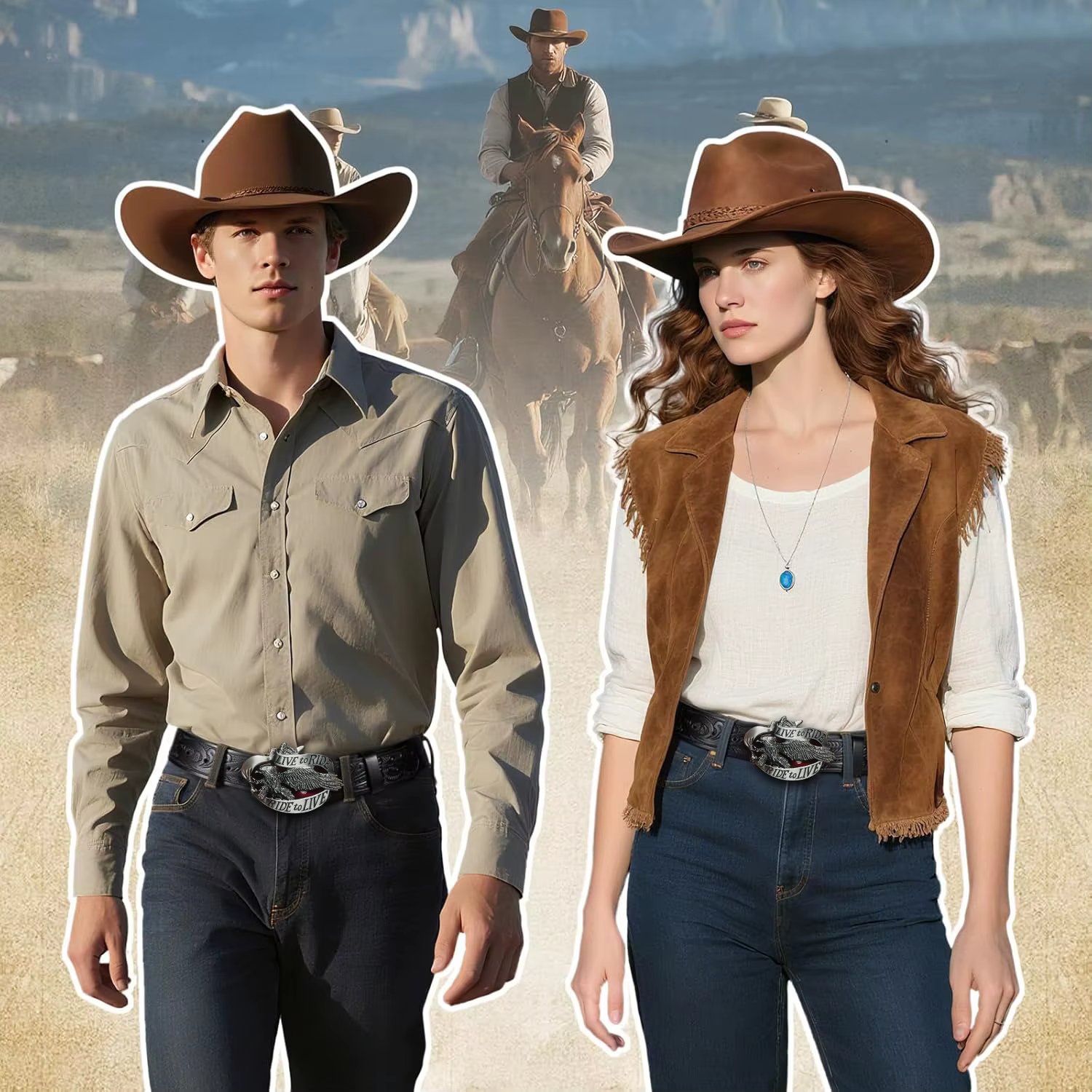 Ceinture en jean pour homme style western