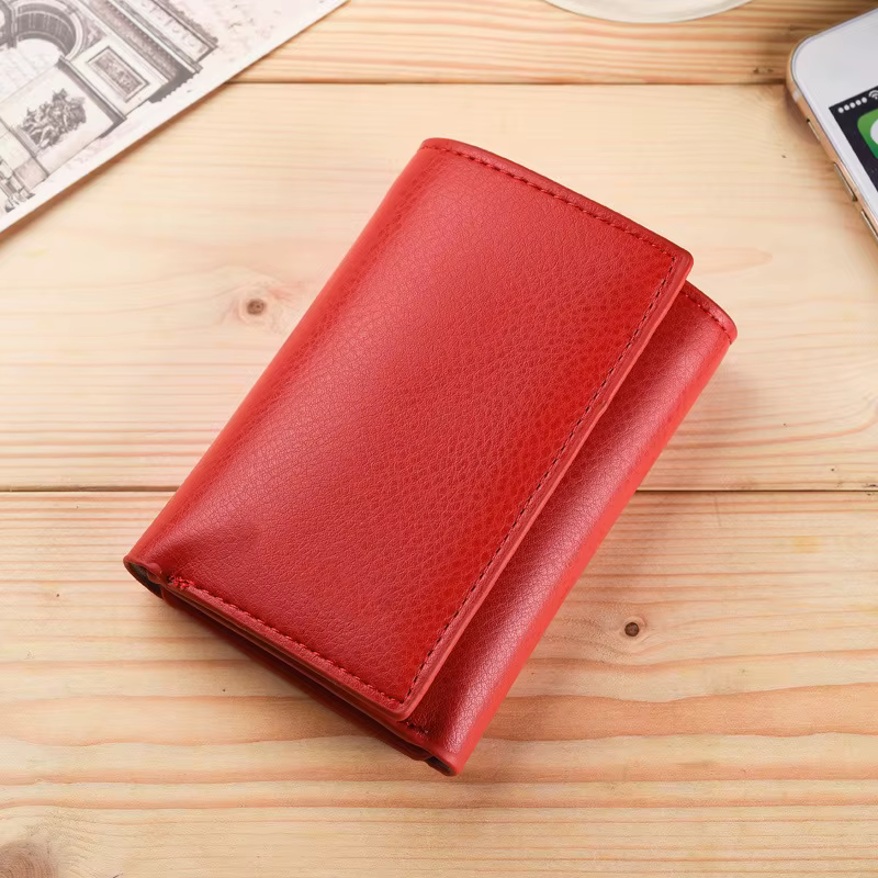 Portefeuille en cuir PU à 3 plis pour hommes – Porte-cartes vertical court avec pochette pour pièces de monnaie