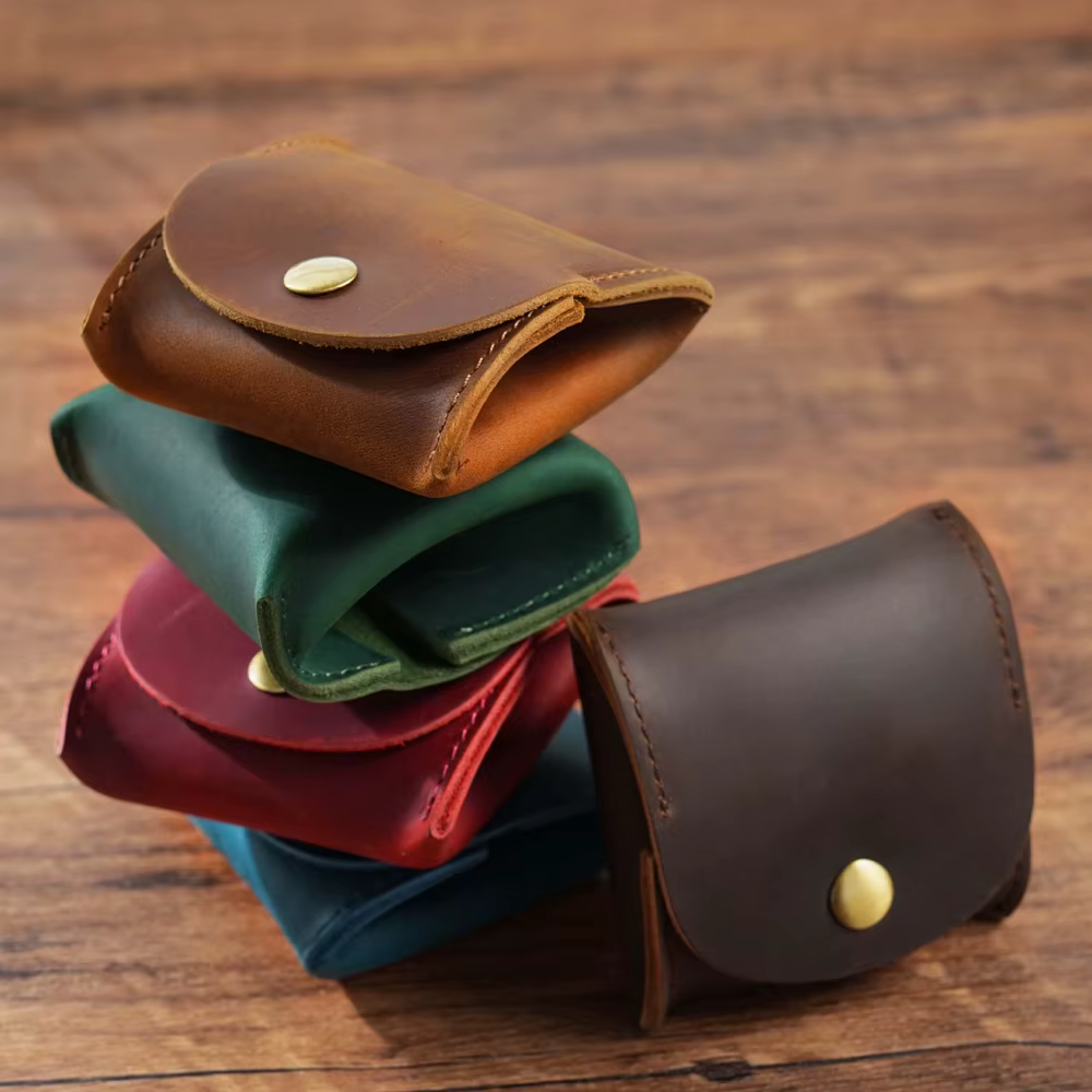 Portefeuille en cuir à fermeture à pression